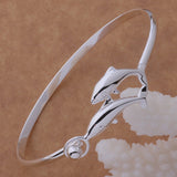 Silver Plated Dolphin Bangle 