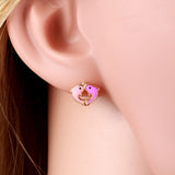 18K Gold Plated Purple Pink Double Dolphin Jewelry Set 