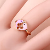 18K Gold Plated Purple Pink Double Dolphin Jewelry Set 