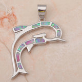 Absolutely Stunning Purple Fire Opal Silver Dolphin Pendant (necklace not included) 