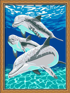 Gorgeous Frame Dolphin Oil Painting 
