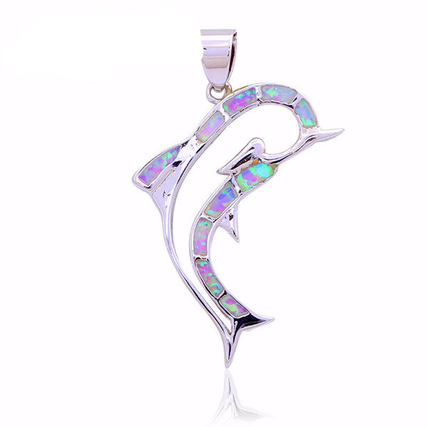 Absolutely Stunning Purple Fire Opal Silver Dolphin Pendant (necklace not included) 