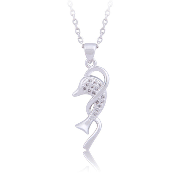 Elegant 18 K Gold Plated Entwined Wave Dolphin Necklace 