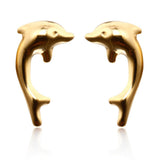 Gold Plated Hollow Dolphin Jewelry Set Including Necklace and Earrings 