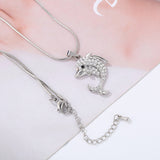Elegant Rhinestone Crystal Filled Dolphin Necklace & Pendant
