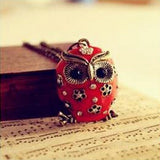 Super Cute Crystal Rhinestones Vintage Long Chain Owl Pendant Necklace 