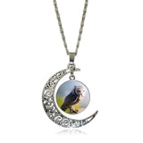 Hot Owl Round Glass Moon Pendant Necklaces - 