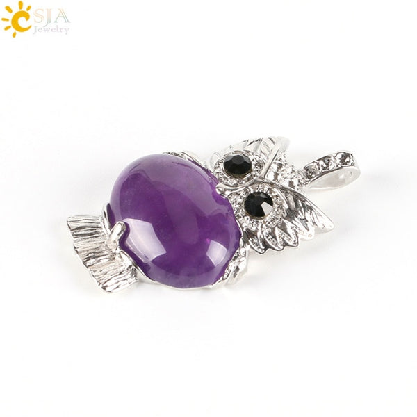 Hot Natural Stone Cute Owl Pendant for Women 