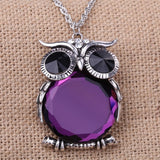 Cute Natural Purple Stone Cute Animal Pendant Necklace Jewelry - Vintage Long Chain 