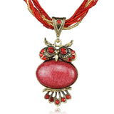 Bohemia Stunning Crystal Owl Chunky Gem Bronze Rope Chain Pendant Necklace - 8 Colours Available 