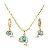 18K Gold Plated Pink Sapphire Dolphin Jewelry Set 