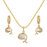 18K Gold Plated Pink Sapphire Dolphin Jewelry Set 