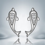 925 Sterling Silver Plated Jumping Dolphin Earrings 