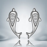 925 Sterling Silver Plated Jumping Dolphin Earrings 