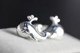 925 sterling silver plated small dolphin handmade stud earrings 