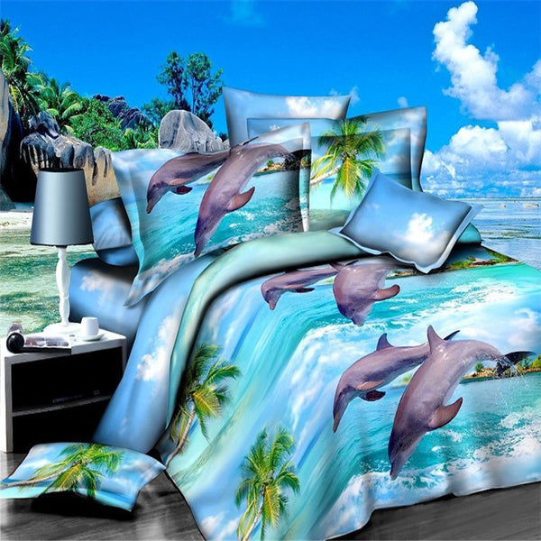 3D Dolphin Bedding Set - 4 pieces 