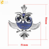 Soft Natural Round Gem Stone Owl Bird Necklace Pendants (Available in Opal, Purple, Pink, Quartz and more) 