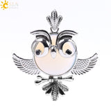 Soft Natural Round Gem Stone Owl Bird Necklace Pendants (Available in Opal, Purple, Pink, Quartz and more) 