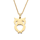 Stainless Steel Lovers Owl Necklace -  (Available in Gold And Silver Color) 