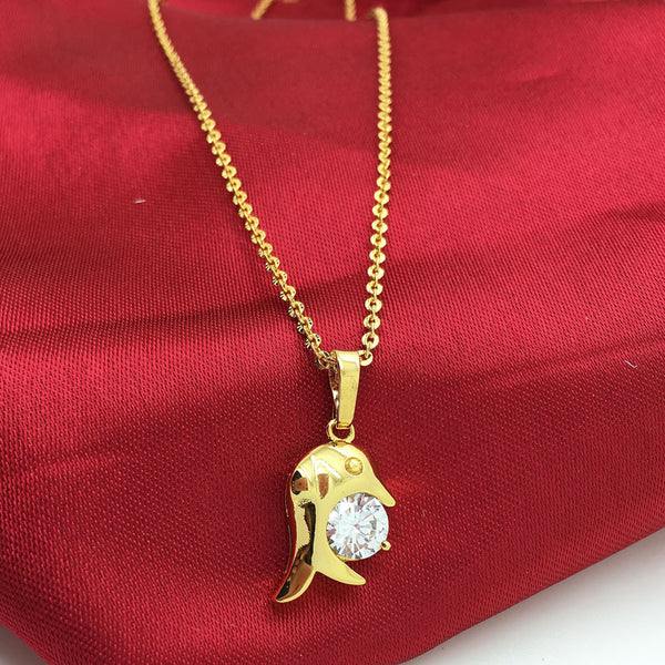 Beautiful 24K Gold Plated Crystal Dolphin Pendant Necklace 