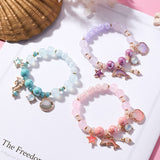 Sweet Marine Dolphin Shell Flower Charm Bracelet 