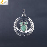 Natural Stone Hollow Silver Owl Necklace - Perfect Gift For Her - Huge Range of Stone Colours to Choose From 