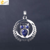 Natural Stone Hollow Silver Owl Necklace - Perfect Gift For Her - Huge Range of Stone Colours to Choose From 