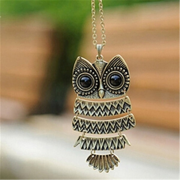Antique Bronze Owl Pendant Necklace - Fashion Jewelry 