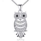 Retro Owl AAA Austrian Zircon  White Gold Color Pendant Necklace For Her 
