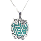 Ancient Silver Owl Antique Retro Magnetic Aromatherapy Perfume Box Necklace - Oil Diffuser Locket Pendant (many designs available) 