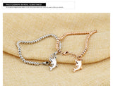 White/Rose Gold Color Stainless Steel Women's Charm Bracelet 